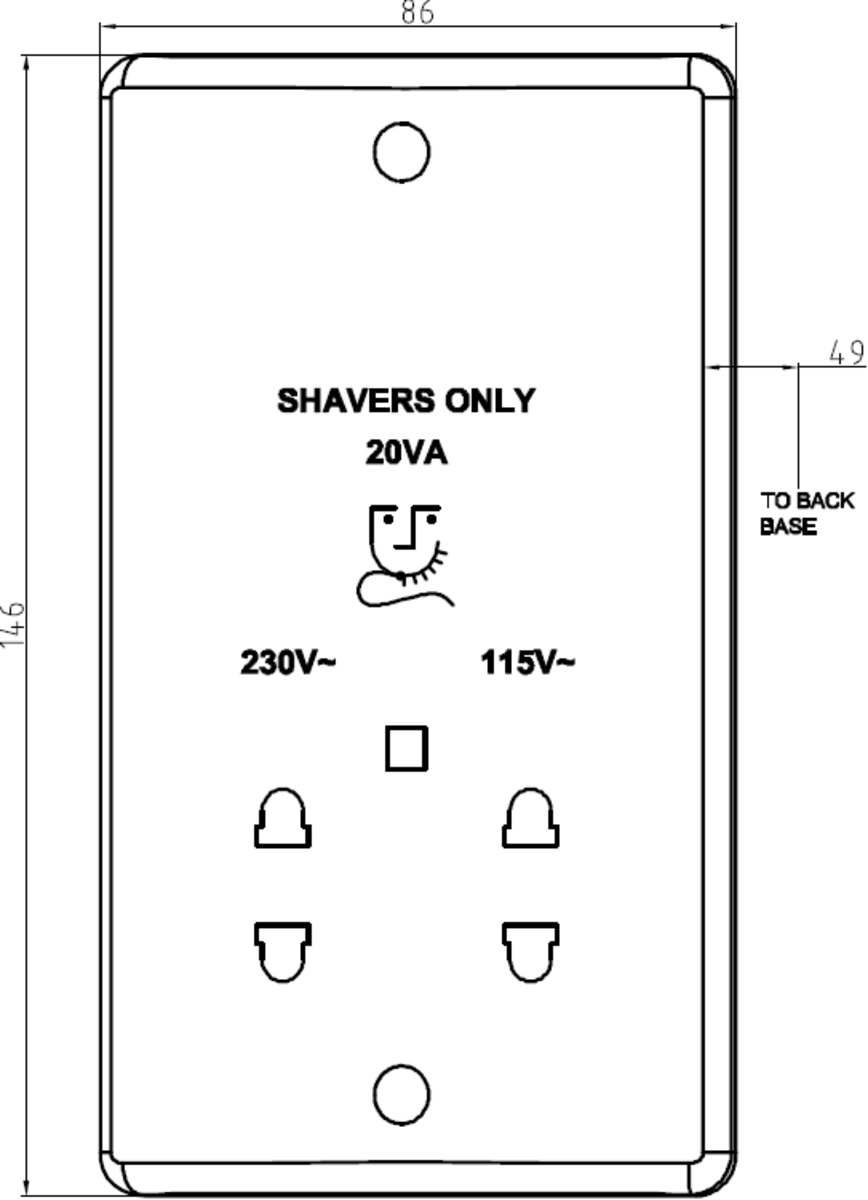 115/230V Dual Voltage Shaver Socket with Neon CU8900N