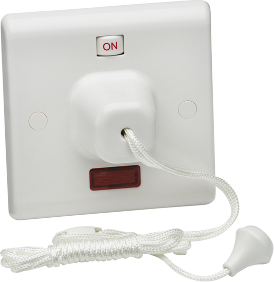 45A DP Pull Cord Switch with Neon and Mechanical On/Off SN8310N
