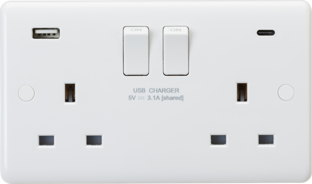 13A 2G DP Switched Socket with Dual USB A+C [5V DC 3.1A shared] Max. 15.5W CU9931D