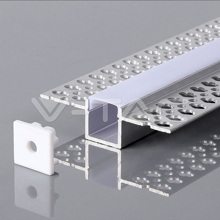 LED Strip Mounting Kit With Diffuser Aluminum 2000*55*15mm Silver Body