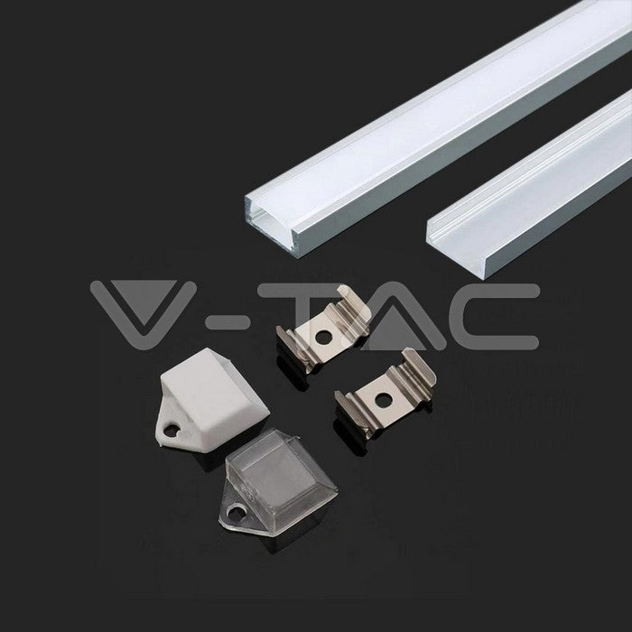 LED Strip Mounting Kit With Diffuser Aluminum 2000 x 16 x 7mm Milky