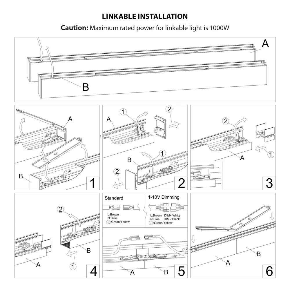 Black LED Linkable Linear Light With Toolless Locking System