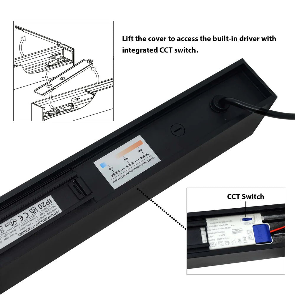 Black LED Linkable Linear Light With Toolless Locking System