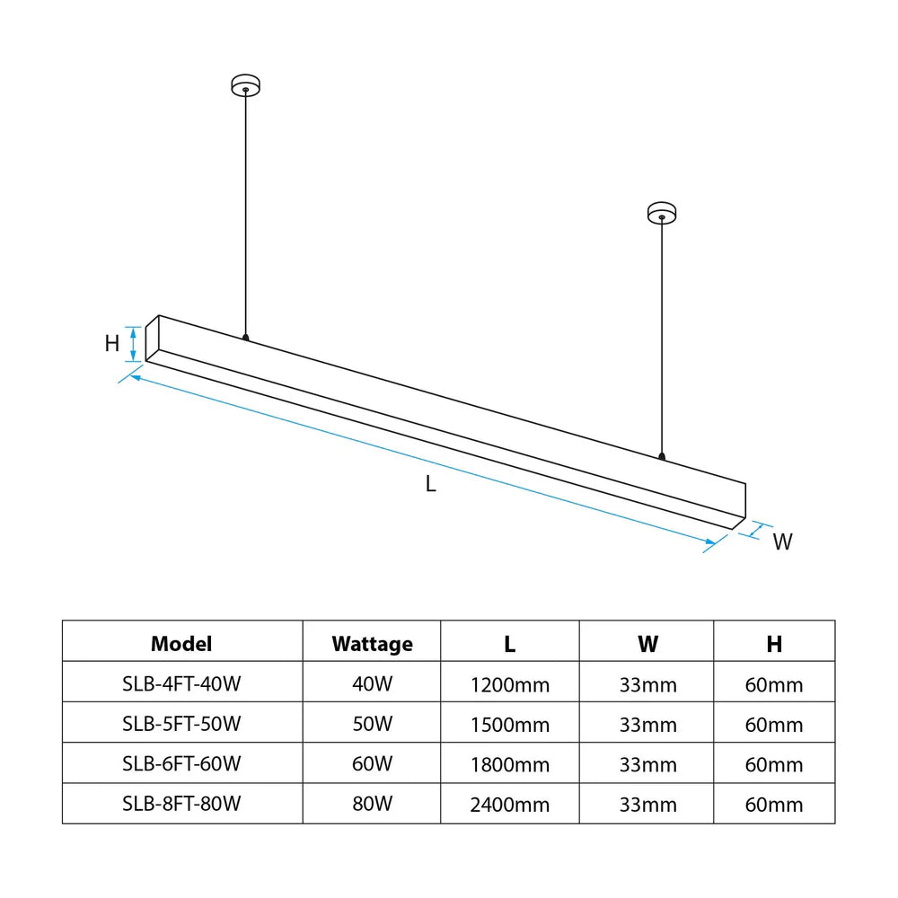 Modern White LED Ultra Slim Linear Ceiling Pendant Light