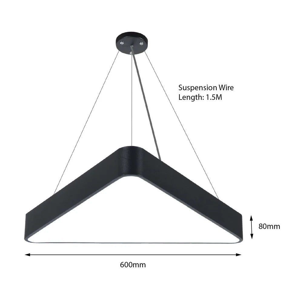 Black LED Triangular Pendant Light 3CCT