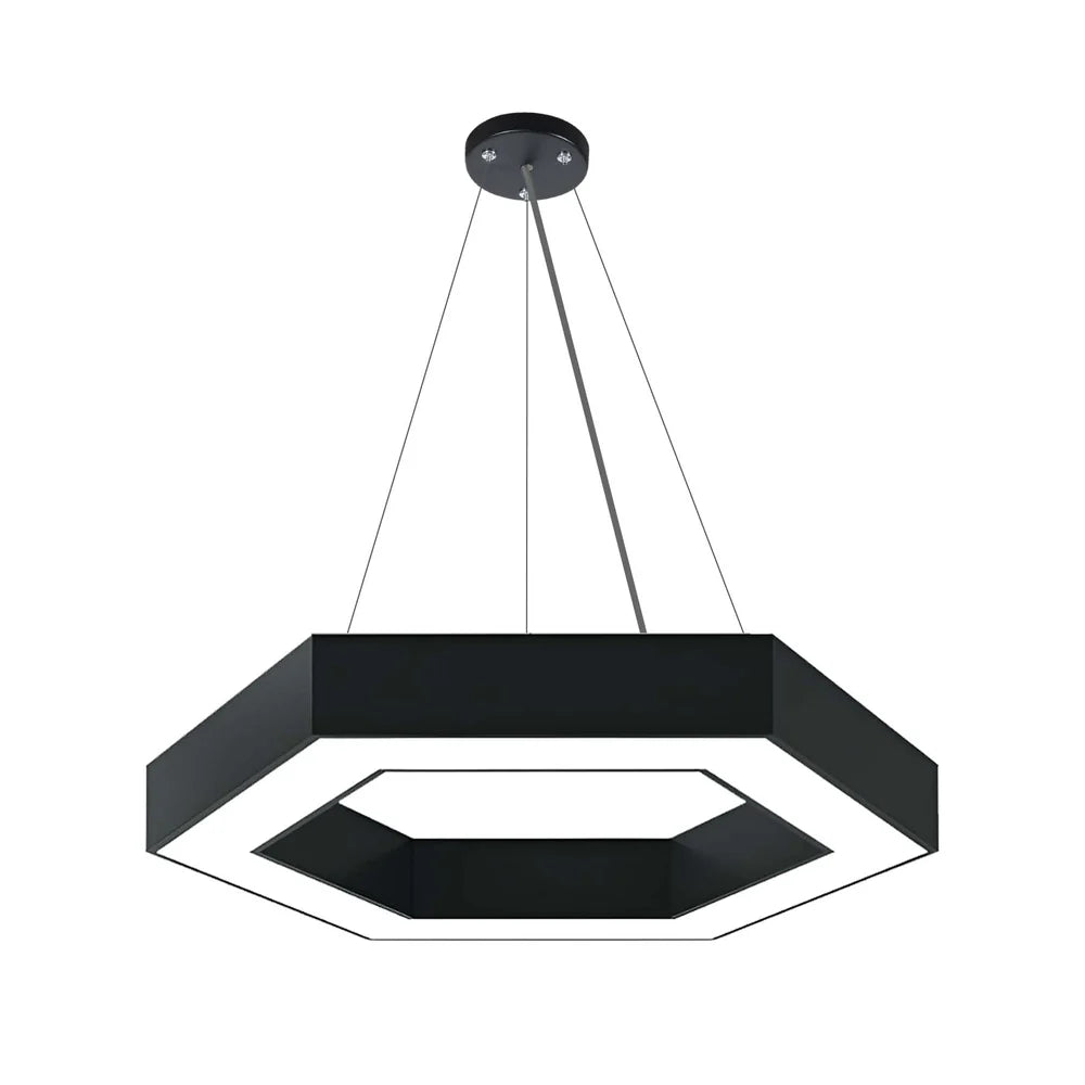Black LED Hexagon Halo Pendant Light 3CCT