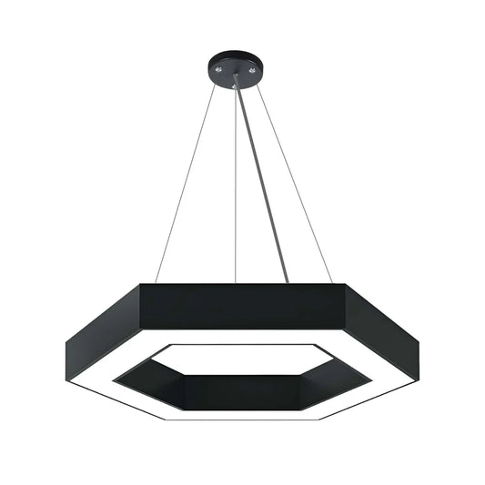 Black LED Hexagon Halo Pendant Light 3CCT