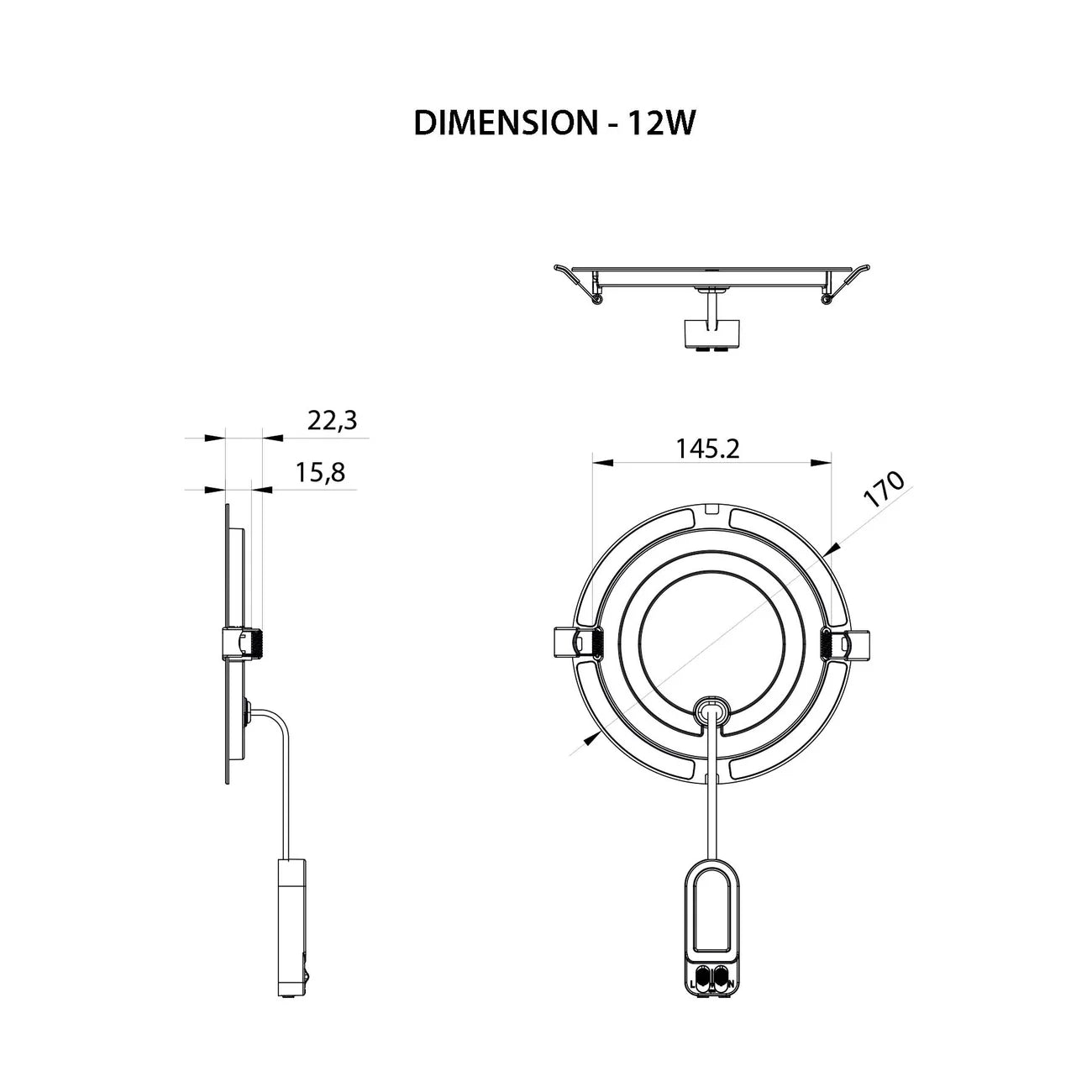 LED Slim Panel Light Round Recessed 3CCT IP54