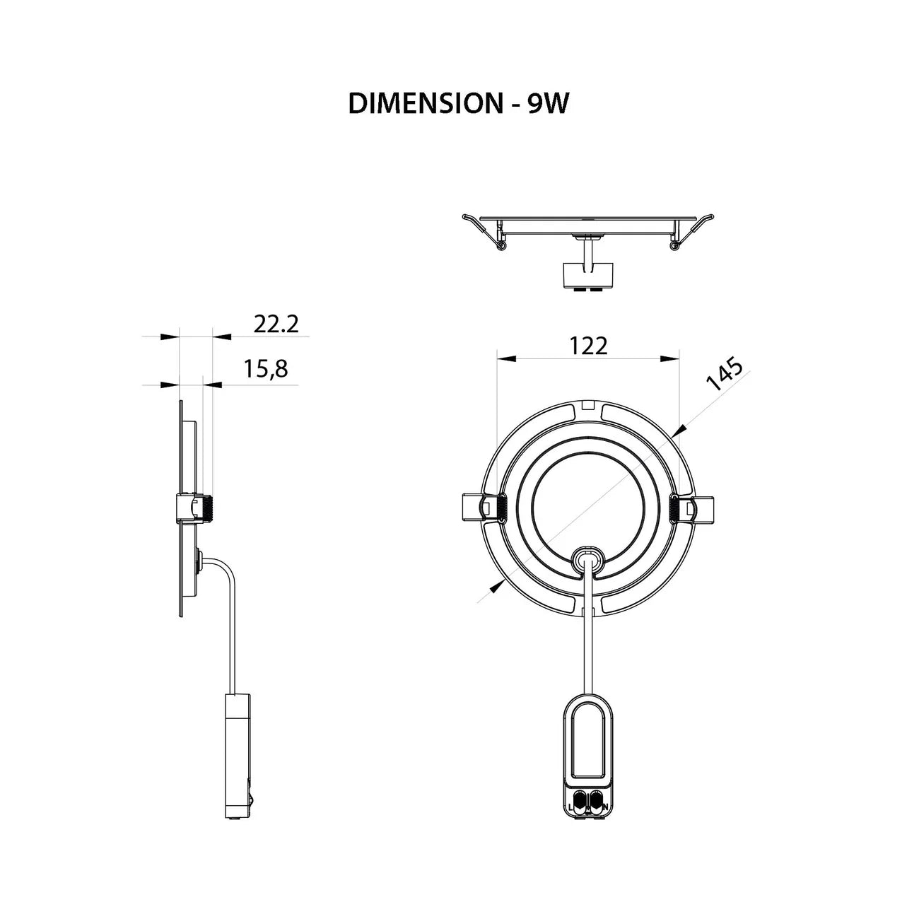 LED Slim Panel Light Round Recessed 3CCT IP54