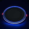 Recessed Round Chrome Mirror Blue Edge Lit LED Panel Light