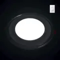 Recessed Round Chrome Mirror Blue Edge Lit LED Panel Light