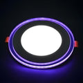 Recessed Round Chrome Mirror Purple Edge Lit LED Panel Light