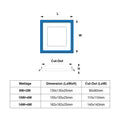 Recessed Square Chrome Mirror Blue Edge Lit LED Panel Light