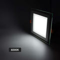 Recessed Square Crystal Glass Edge LED Panel Light Triple Cycles