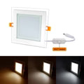 Recessed Square Crystal Glass Edge LED Panel Light Triple Cycles
