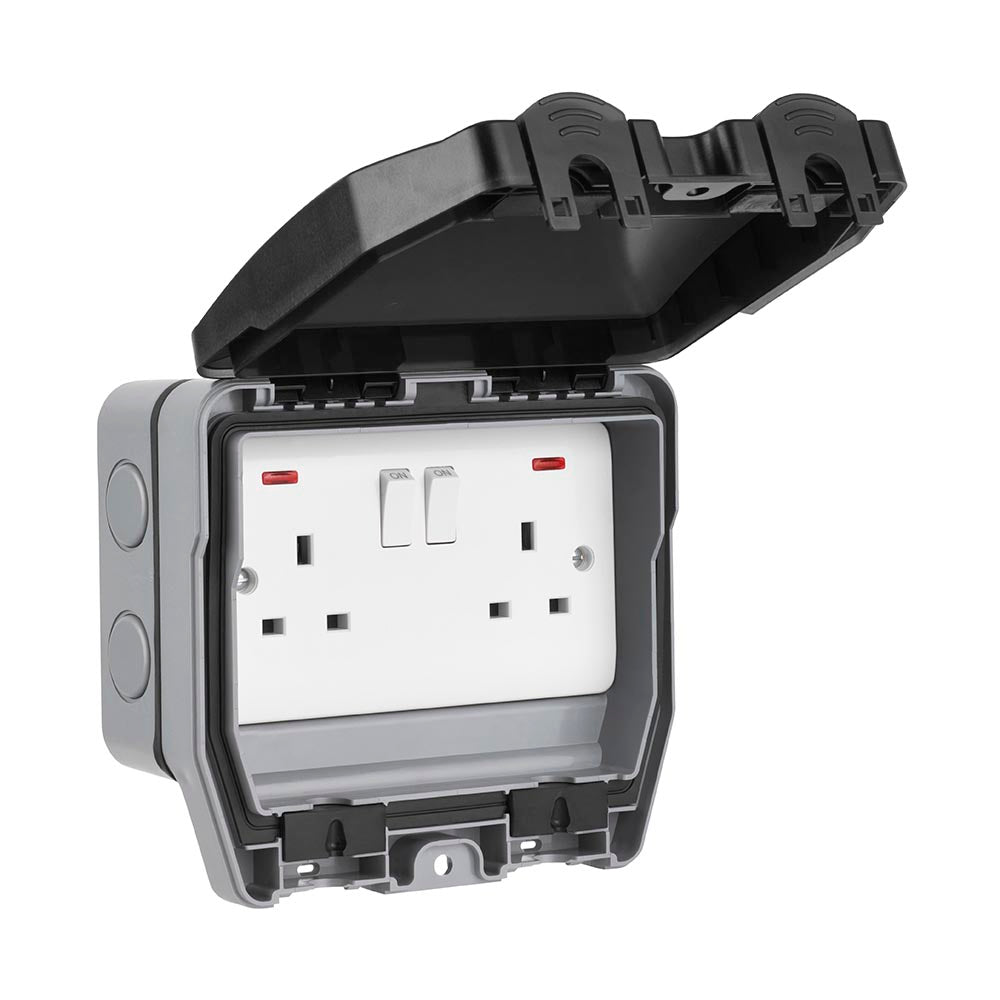 Weatherproof 13A 2G DP Switched Socket WP422